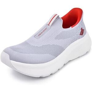 Jackshibo Mens Size 12 Gray Slip On Wide Toe Box Arch Support Orthopedic Shoes